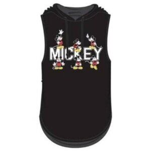 Disney Black Mickey Mouse Sleeveless Pullover Hooded T shirt Size Junior 7/9